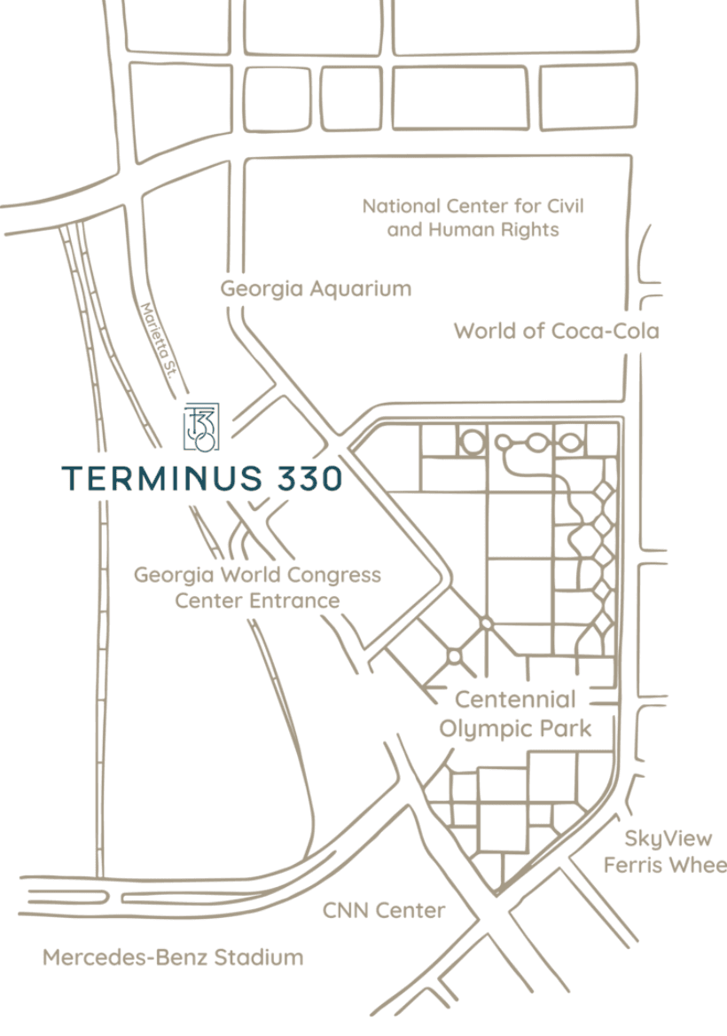 Map showing Terminus 330's location in downtown Atlanta