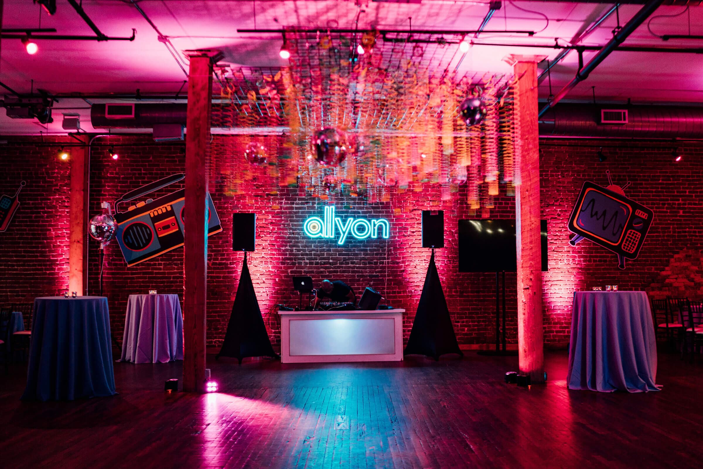 Neon lights at an event at Terminus 330